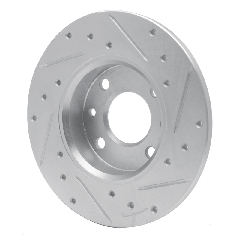 Fiat 500 Brake Rotor (1) - Rear Left - R1 Concepts - Drilled & Slotted - Silver - `09-`19